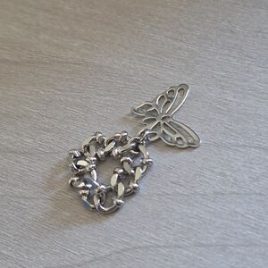 Silver Butterfly Chain Heart Pendant - Women's Jewelry